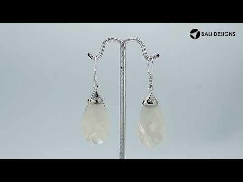 Mother Of Pearl teardrop silver earrings with swirl detailing