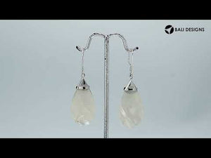 Mother Of Pearl teardrop silver earrings with swirl detailing