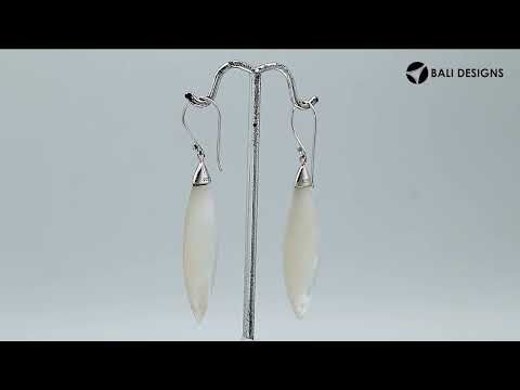Sterling Silver Leaf Earrings With Mother Of Pearl