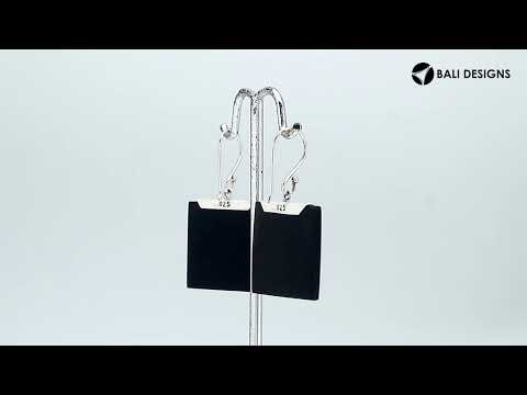 Silver square earrings with Black Shell and decorative silver detail
