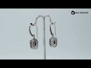 Sterling silver cushion earrings with Mystic Quartz and detailed oxidized scrollwork for wholesale collections.
