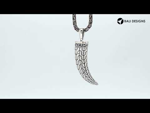 Sterling silver engraved horn pendant featuring tribal cap detailing and a square Red Garnet Quartz accent designed for classic wholesale jewelry assortments