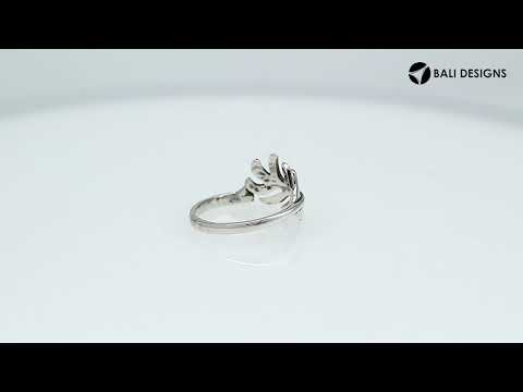 Sterling silver feather shape simple designer ring in elegant style