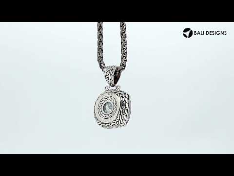 Mystic Topaz Quartz cushion pendant in 925 sterling silver with Balinese handcrafted detailing, wholesale jewelry.