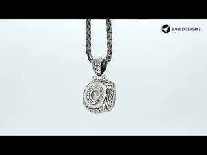 Mystic Topaz Quartz cushion pendant in 925 sterling silver with Balinese handcrafted detailing, wholesale jewelry.