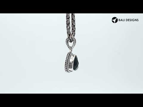 Sterling Silver Green Quartz Trillion Pendant with rope bezel handcrafted in Bali