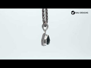 Sterling Silver Green Quartz Trillion Pendant with rope bezel handcrafted in Bali