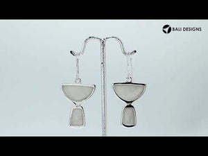 Sterling Silver Mother Of Pearl Half Moon Tapered Drop Structured Earrings Wholesale