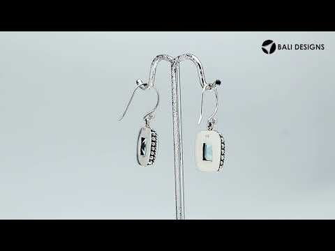 Smokey Quartz silver cushion earrings with beaded frame