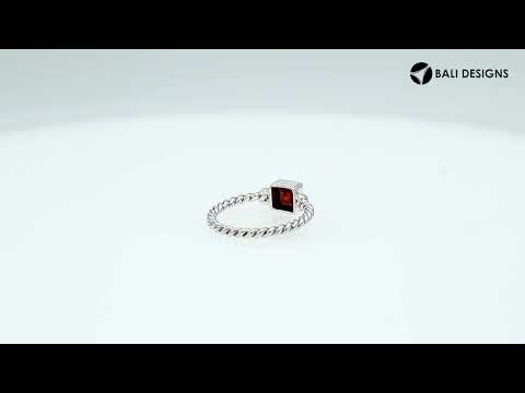 Wholesale sterling silver Garnet Quartz square rope band ring handcrafted in Bali.