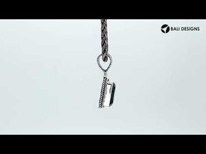 Sterling Silver Citrine Quartz Oval Rope Pendant With Granulated Accent Bar