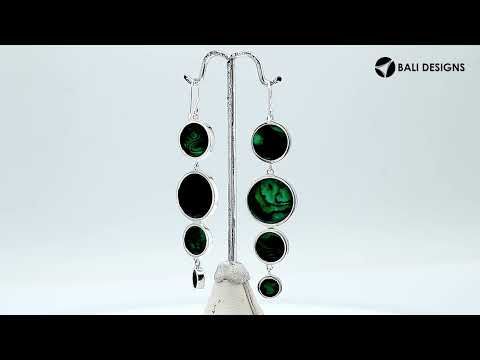 Sterling Silver Abalone Shell Tiered Multi-Circle Drop Earrings