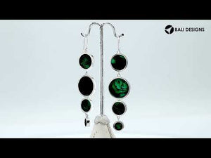 Sterling Silver Abalone Shell Tiered Multi-Circle Drop Earrings