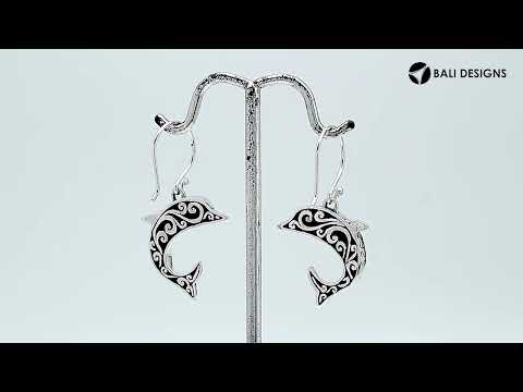 Wholesale Sterling Silver Dolphin Earrings With Red Coral Inlay