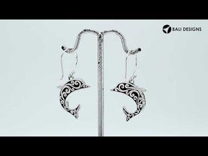 Wholesale Sterling Silver Dolphin Earrings With Red Coral Inlay