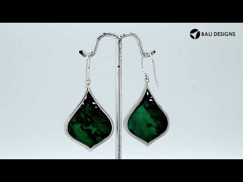 Silver contoured drop earrings with Abalone Shell and scroll detailing