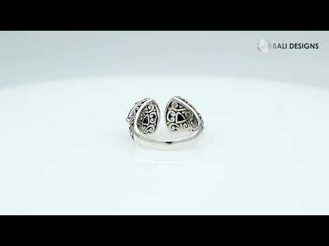 Wholesale sterling silver Bali design ring with trillion-cut Amethyst Quartz– handcrafted artisan wholesale jewelry.