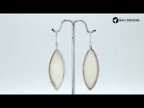 Wholesale sterling silver marquise earrings featuring radiant Mother Of Pearl with a polished clean-edge finish.