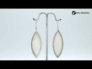 Wholesale sterling silver marquise earrings featuring radiant Mother Of Pearl with a polished clean-edge finish.
