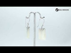 Silver square earrings with Mother Of Pearl and decorative silver detail