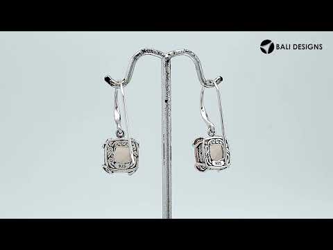 Sterling Silver Round Morganite Quartz Earrings With Sculpted Scroll Prongs Handcrafted In Bali