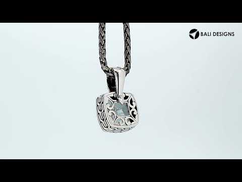 Sterling Silver pendant with cushion-cut Mystic Quartz and Cubic Zirconia accents