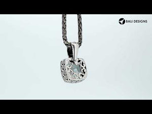 Sterling Silver pendant with cushion-cut Mystic Quartz and Cubic Zirconia accents