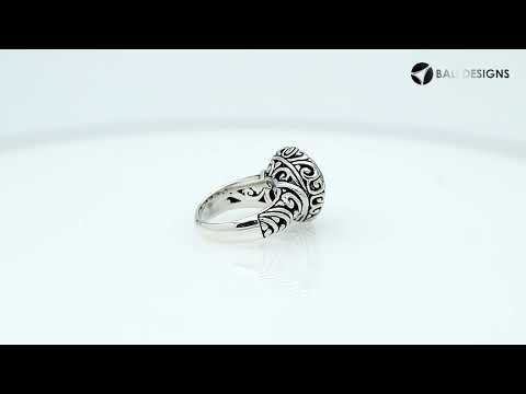 Wholesale sterling silver ring with Green Quartz double stones and Balinese scroll design