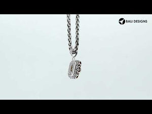 Citrine Quartz emerald-cut pendant made in polished 925 sterling silver featuring intricate filigree side detailing and a structured classic form for wholesale buyers