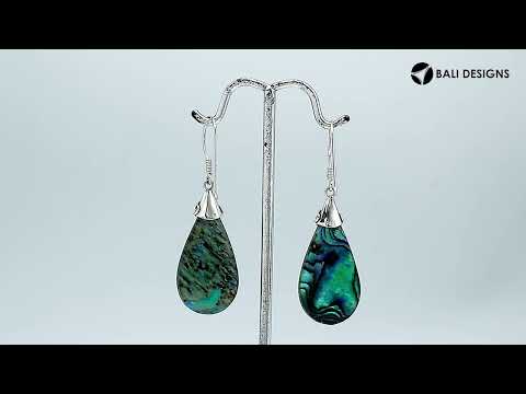 Abalone Shell teardrop silver earrings with swirl detailing