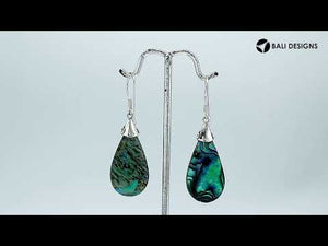 Abalone Shell teardrop silver earrings with swirl detailing