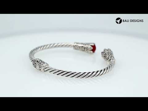 Sterling silver handcrafted Coral bangle with twisted rope design and Balinese artistry.