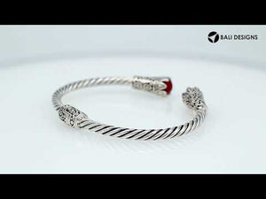 Sterling silver handcrafted Coral bangle with twisted rope design and Balinese artistry.