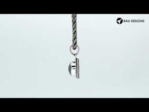 Sterling Silver Green Quartz Pendant with rope detailing handcrafted in Bali