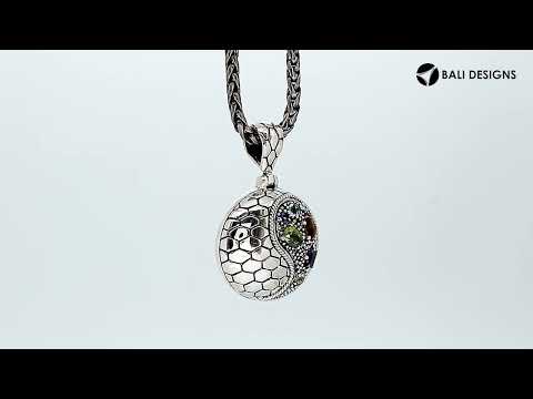 Wholesale sterling silver Yin Yang pendant with peridot, citrine, blue topaz, and amethyst quartz.
