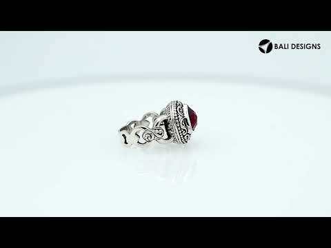 Sterling silver Balinese design ring with triangle shape Ruby Stone