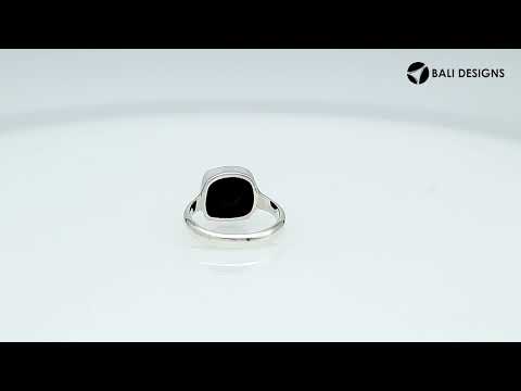 Wholesale sterling silver ring with Black Onyx double stones in minimalist bezel setting