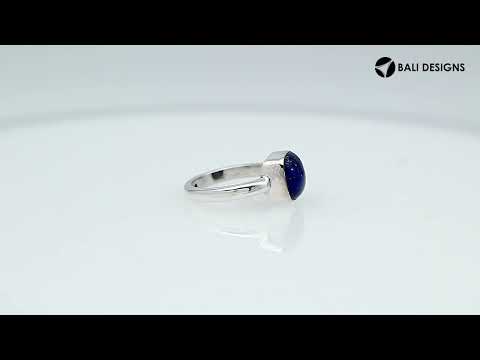 Wholesale sterling silver ring with Lapis Lazuli double stones in a sleek bezel design