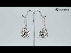 Wholesale sterling silver earrings with round Black Onyx and detailed handcrafted metalwork.