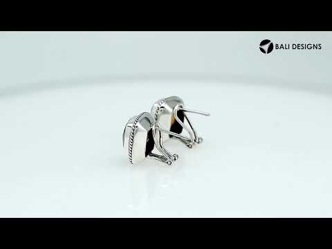 Sterling Silver Cushion Stud Earrings With Citrine Quartz