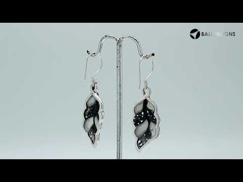 Mother Of Pearl Silver Leaf Filigree Earrings For Wholesale