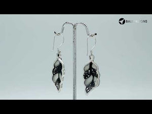 Mother Of Pearl Silver Leaf Filigree Earrings For Wholesale