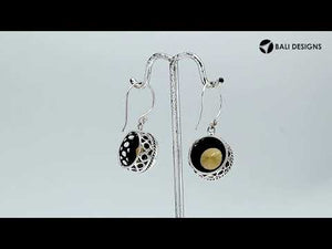 Wholesale sterling silver structured halo earrings featuring Citrine Quartz with polished finish and earwire lock.