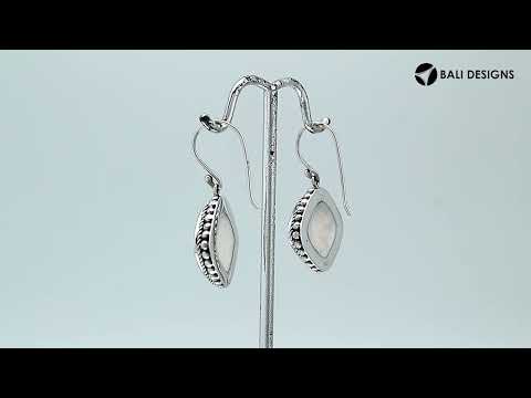 Wholesale Sterling Silver Mother Of Pearl cushion earrings with beaded frame and earwire lock handcrafted in Bali.