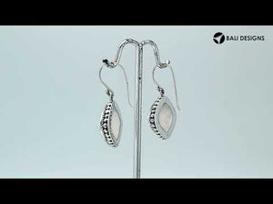 Wholesale Sterling Silver Mother Of Pearl cushion earrings with beaded frame and earwire lock handcrafted in Bali.