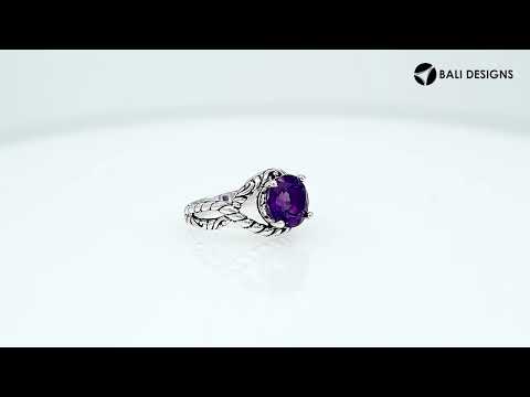 Sterling Silver Amethyst Quartz Rope Design Heritage Ring With Balinese Craft Detailing.