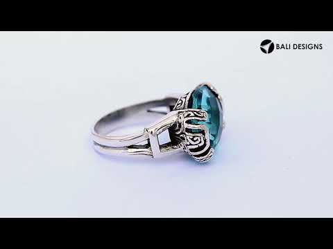 Sterling silver Balinese design ring with oval shape Black Onyx stone