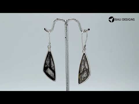Sterling Silver Mother Of Pearl Geometric Drop Earrings With Earwire Lock