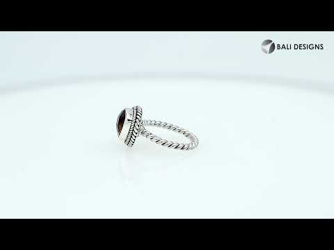 Sterling silver trillion Citrine Quartz ring with faceted Yellow Quartz and rope bezel, wholesale jewelry from Indonesia.