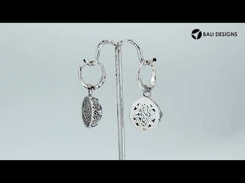 Wholesale sterling silver round Blue Topaz Quartz earrings with ornate handcrafted detailing